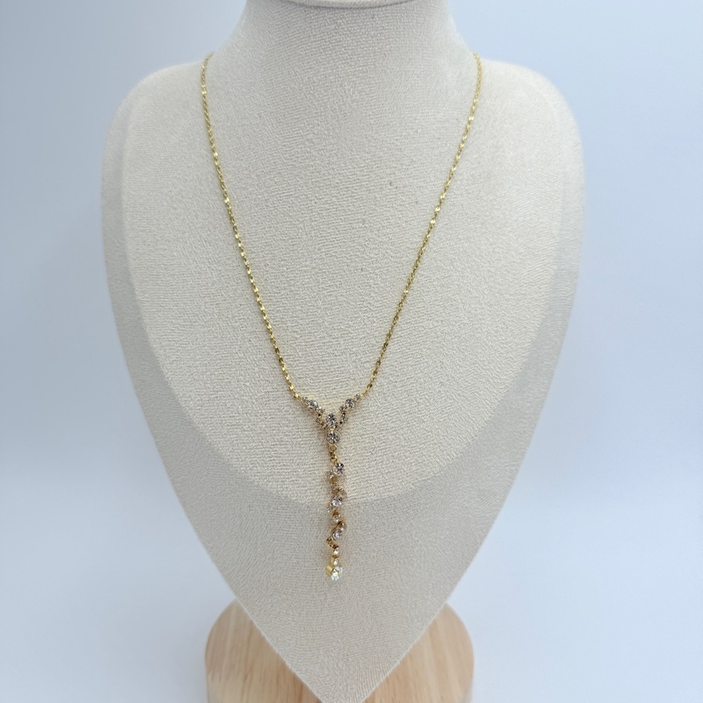 ICING Elegant Gold Tone Necklace with Crystal Rhinestones Accents